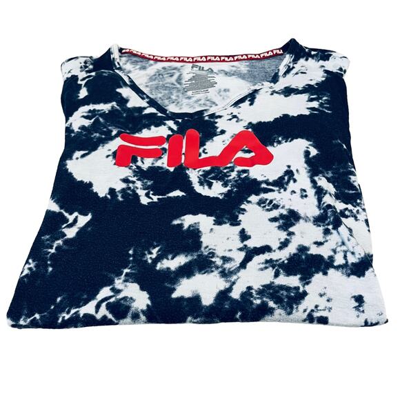 FILA SLEEPWEAR, MIDI LENGTH, WOMENS, 2X, NAVY BLUE & WHITE ABSTRACT PATTERN - Picture 6 of 9